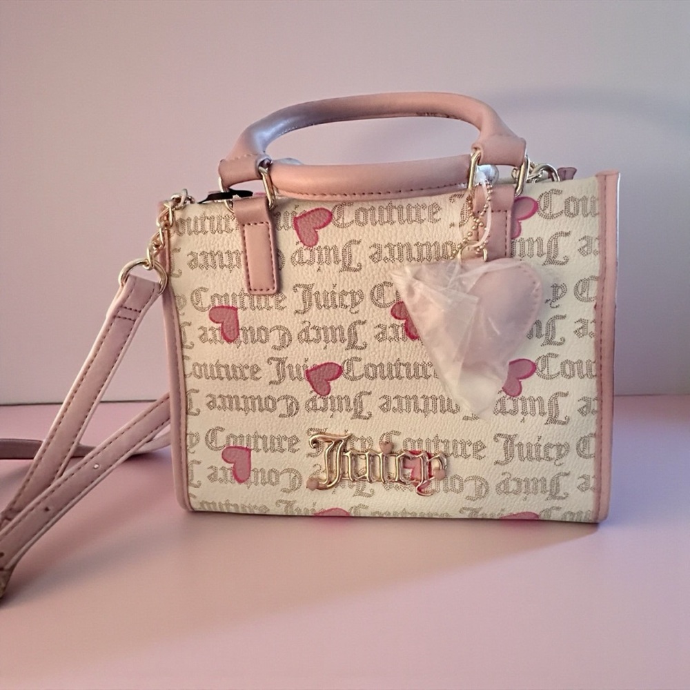 Juicy Couture Pink and Cream I Heart Juicy Mini Tote NWT